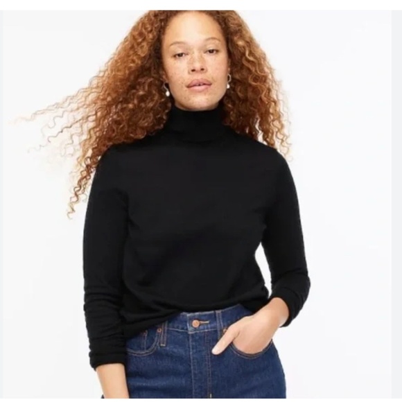 J. Crew Classic Turtleneck Knit Sweater Sz L Black - Picture 1 of 9